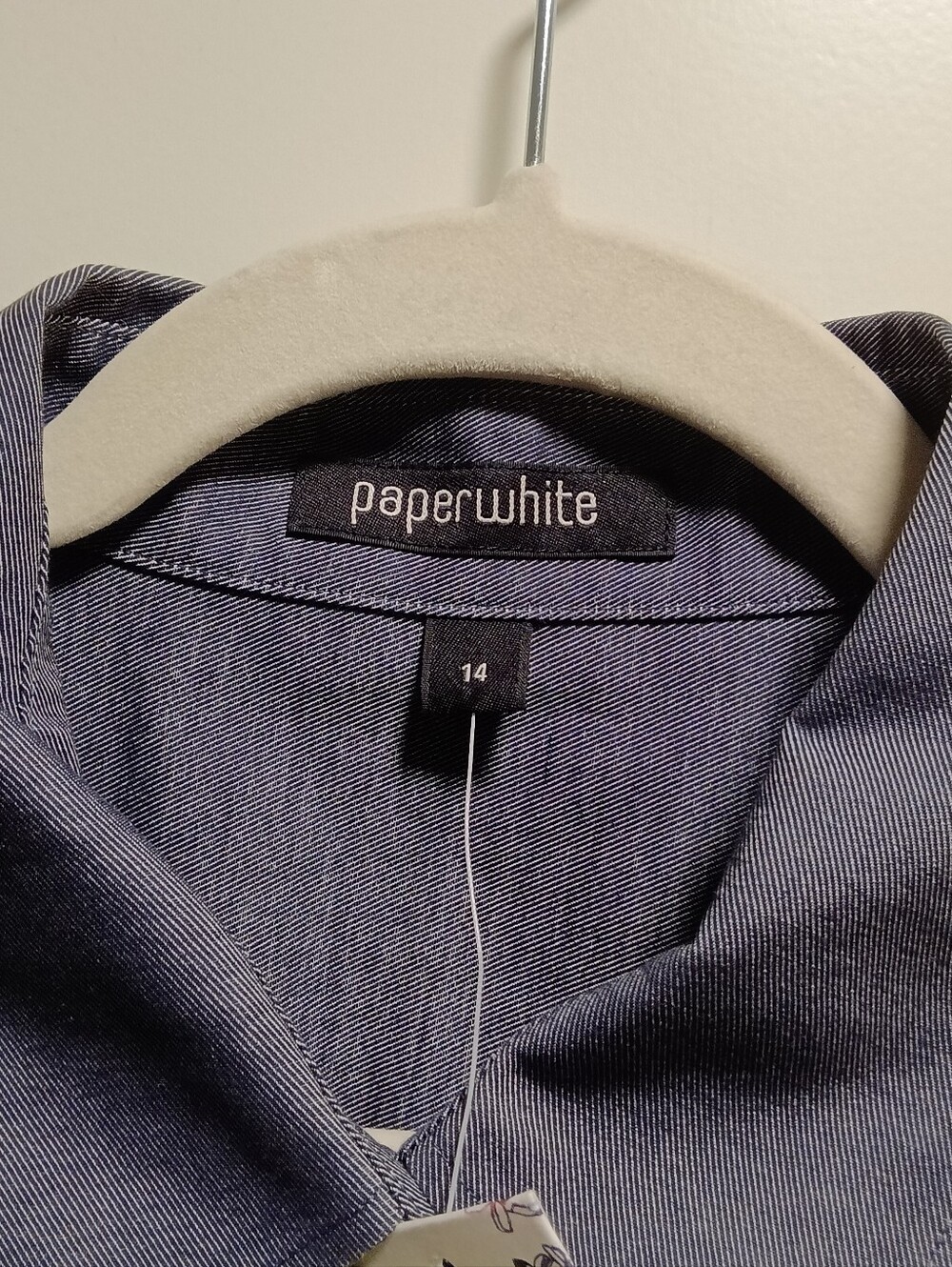 NWT Paperwhite Women's Size 14 Cotton Button Down Shirt Charcoal Gray Blouse